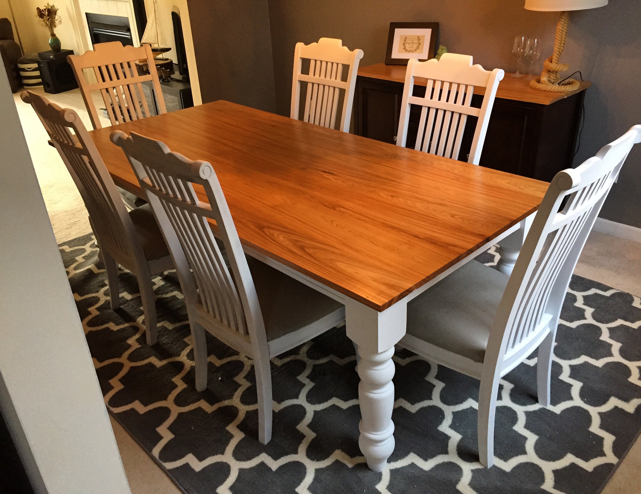 Hickory Farmhouse Table with White Base