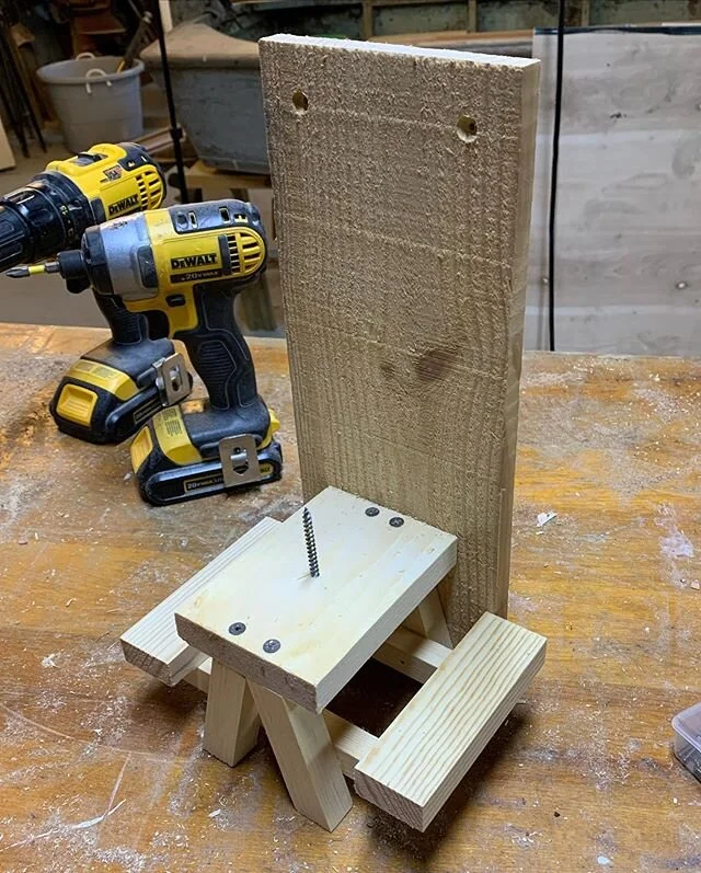Quarantine has brought me to this level. Squirrel feeder at 10pm in the wood shop..... #scrapwood #woodshop #woodworking #quarantinelife