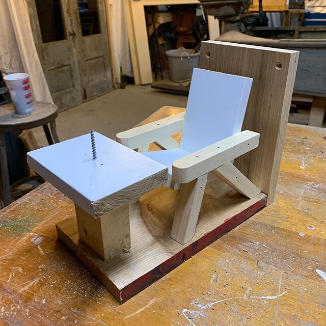 That&rsquo;s it - Send someone to take away all my tools!!! Squirrel feeder lounge chair and table. #scrapwood #woodworking #woodshop #squirrelfeeder