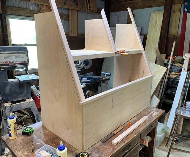 Another toy box/shelf in the works for a custom order. #woodworking #woodworker #woodshop #toybox