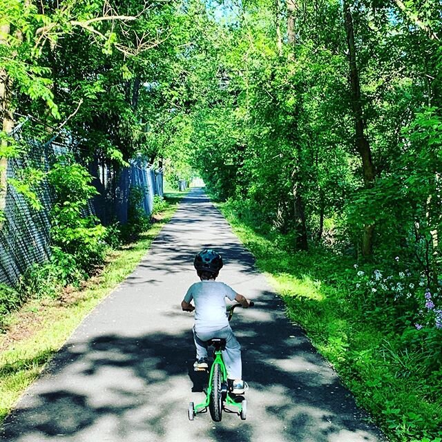 This boy pedaled the bike path tonight! He did great!