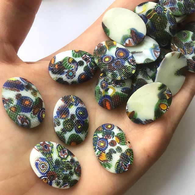 Vintage mosaic cabochons. #sourcingtrip #vintagecabochons #mosaic