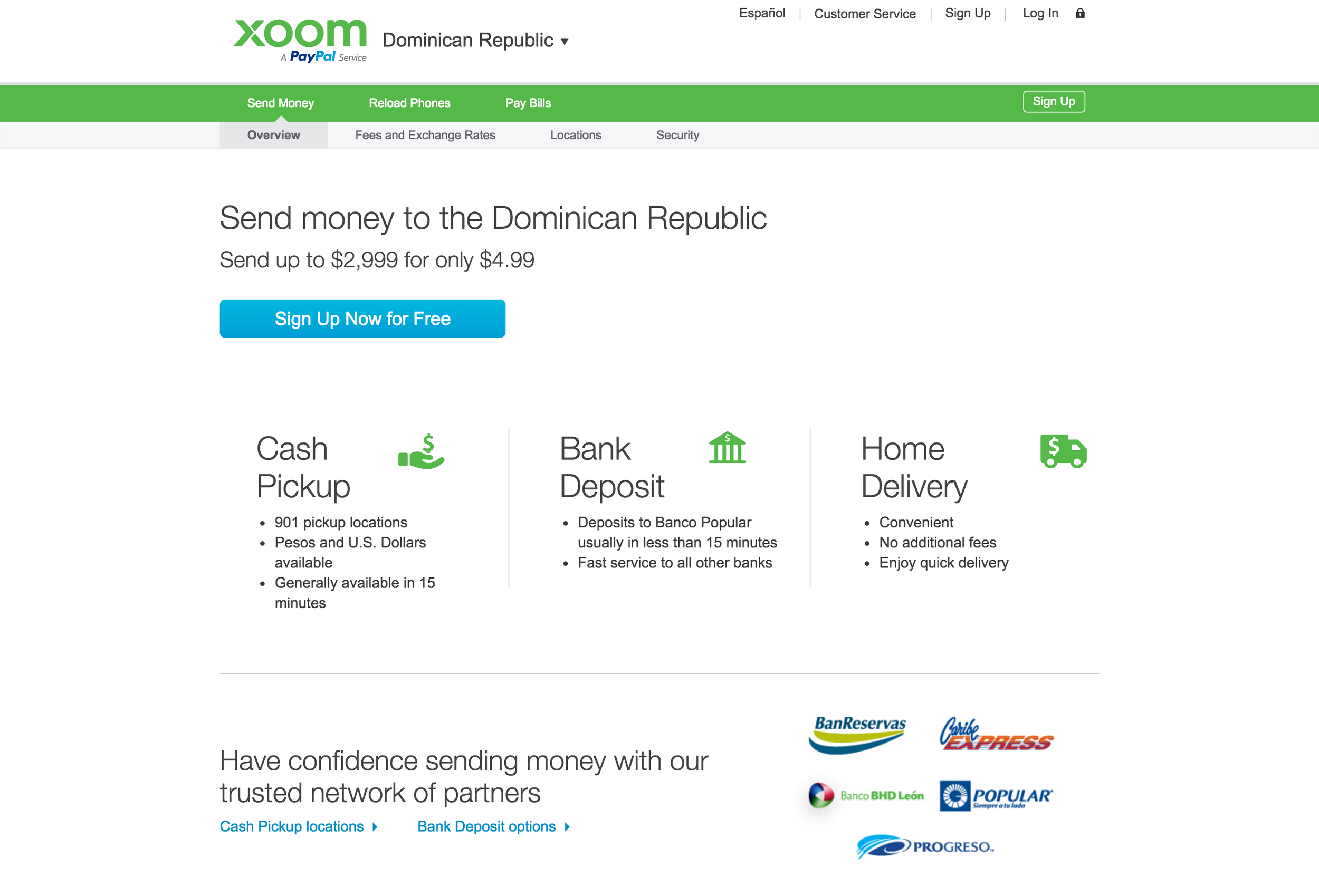 Xoom - one full page for one country