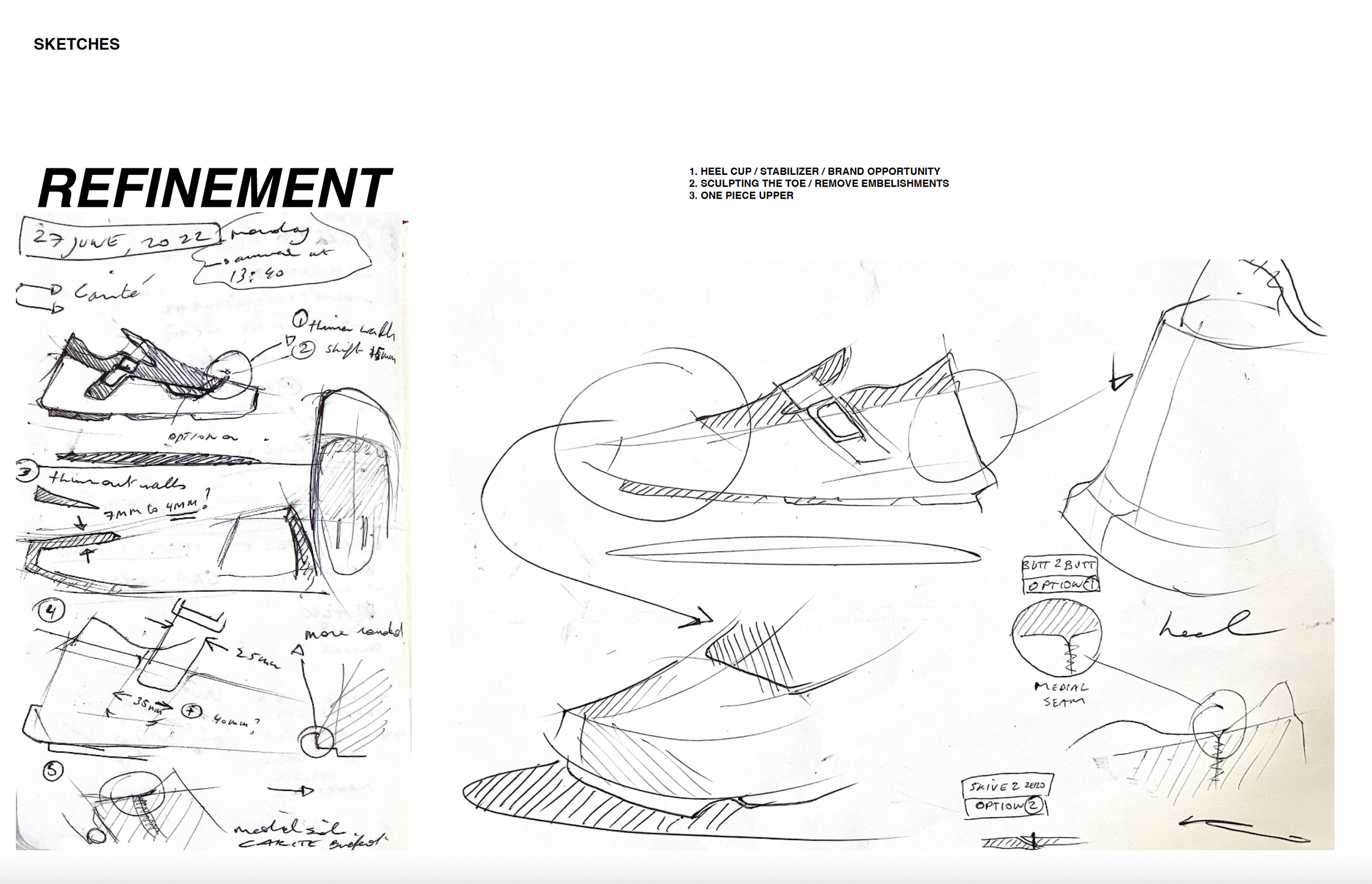 Quick scan into the sketchbook to show continuous notes on refinement. 