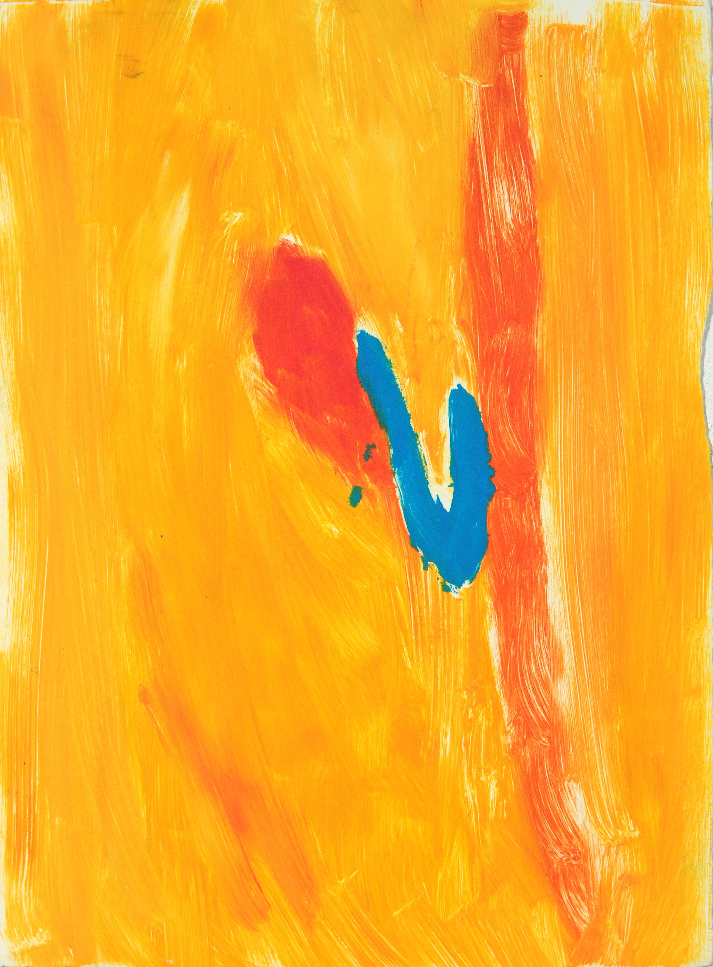 Monoprint in Orange with Blue