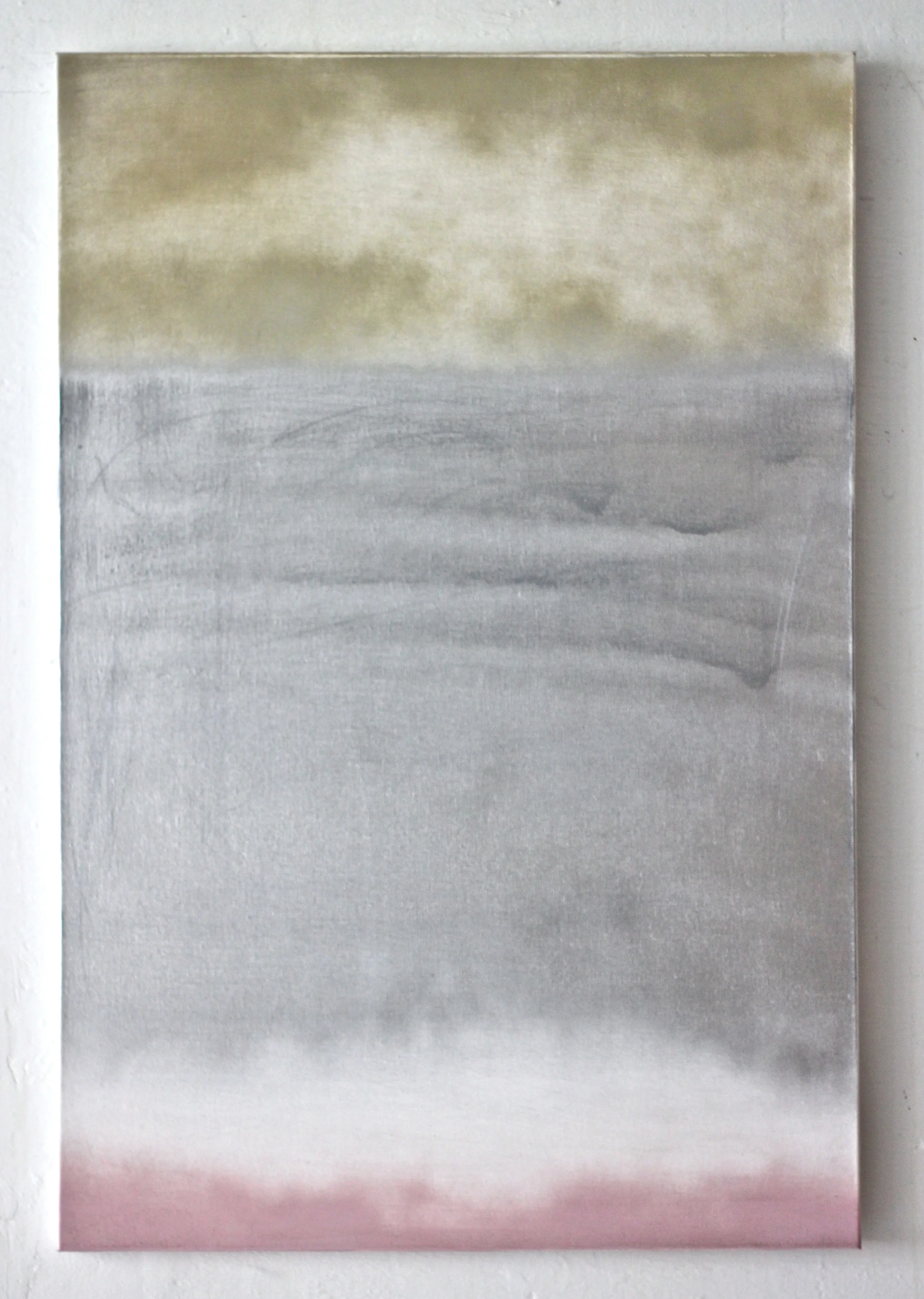 “Pinky and the Beige” 2014 Spray paint on canvas 24” x 36”