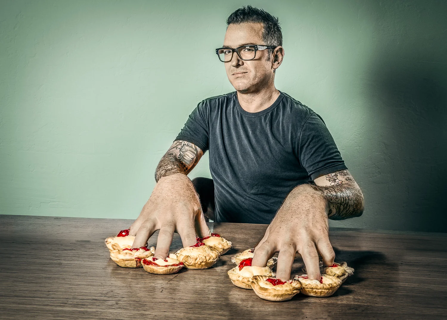Jeffrey is Jammed Fingers in many pies concept for a celebrity chef who had many simultaneous careers. 2012 Photocomposite Signed Limited Edition of 20 ORDER OR INQUIRE