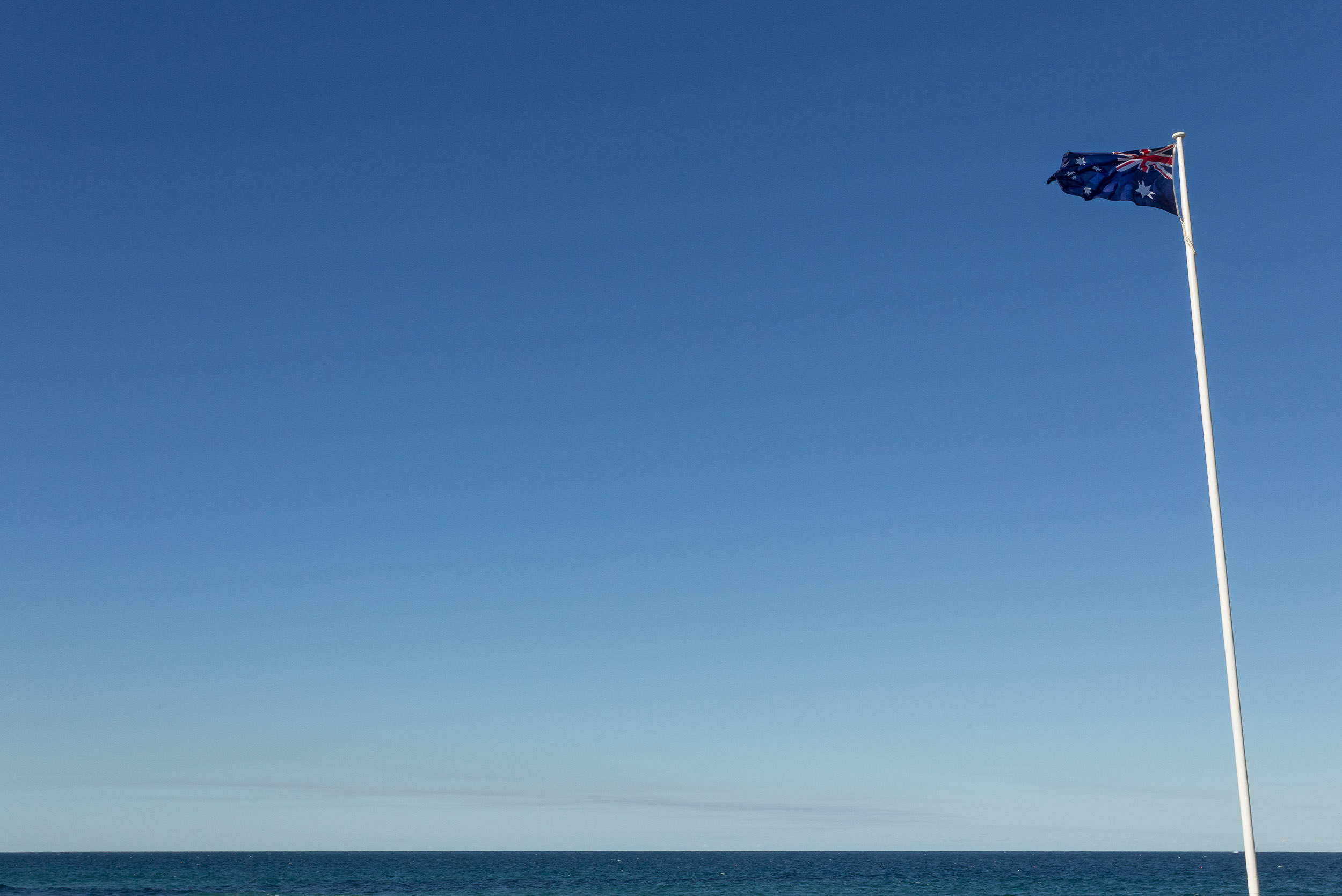 Australian flag waving in the wind.