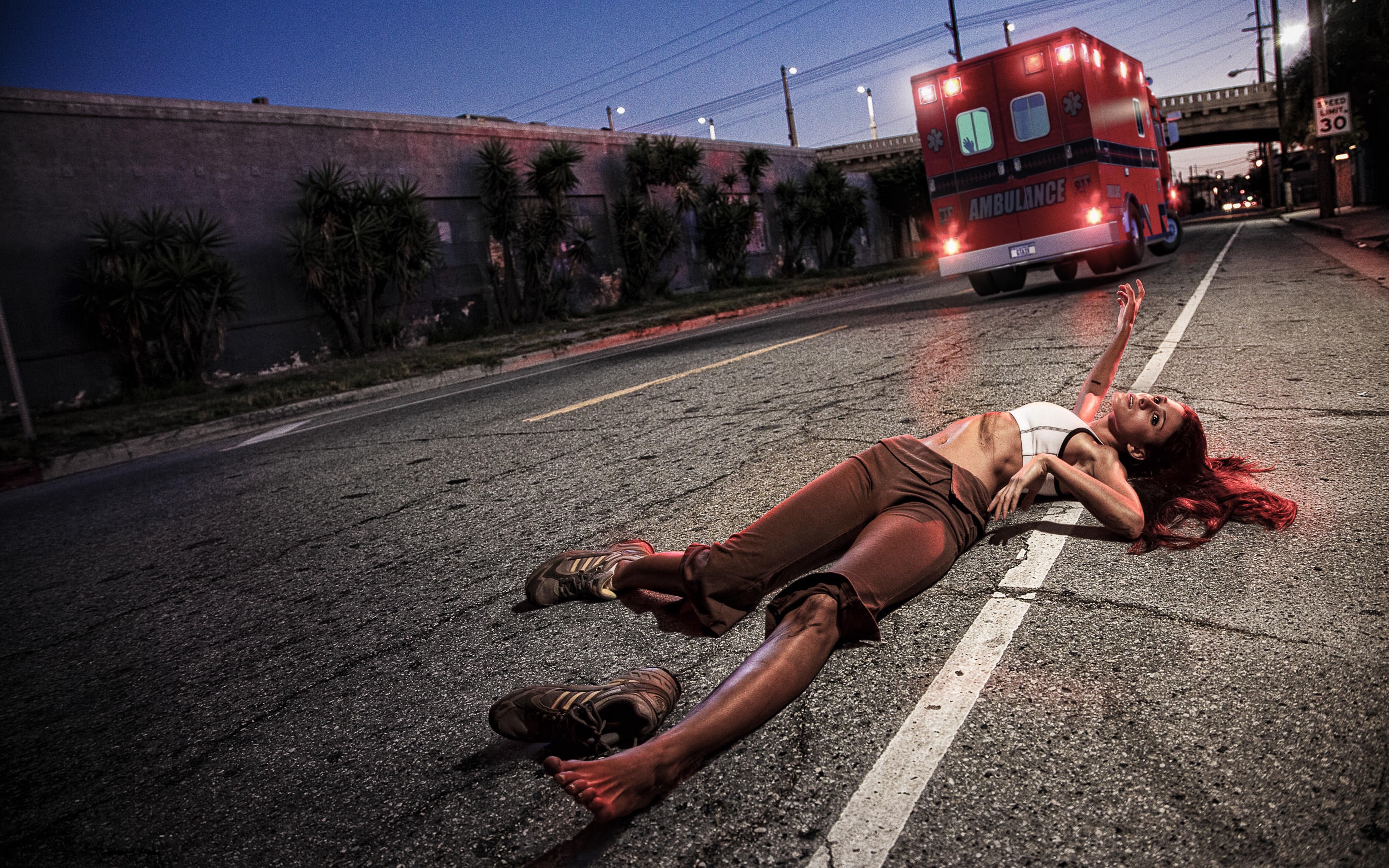 Ironic Death #4 — HIt and Run by Ambulance 2008, Digitally Manipulated Image. Signed Limited Edition of 20 ORDER OR INQUIRE