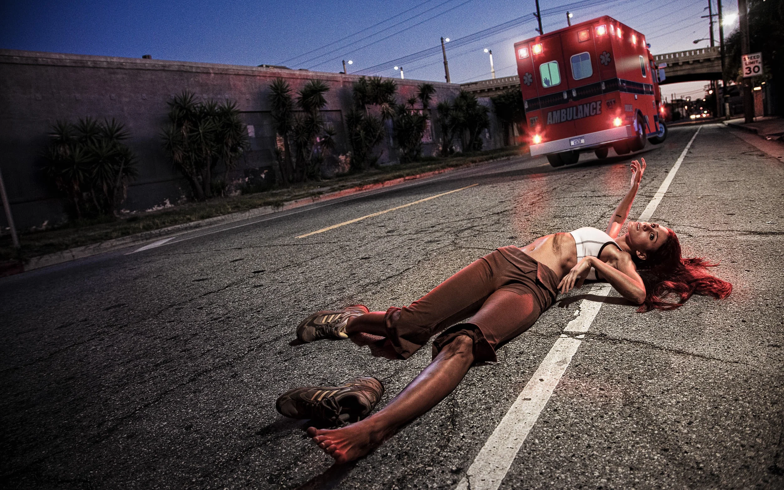 Ironic Death #4 — HIt and Run by Ambulance 2008, Digitally Manipulated Image. Signed Limited Edition of 20 ORDER OR INQUIRE