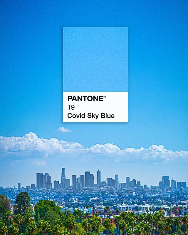 &mdash; Dear Pantone, Please make a swatch for Covid Sky Blue 19, so we can always go back and remember the beautiful color we once made the world by shutting down.

#pantone #covid_19 #covidskyblue #silverlining 
#seminaraartists #conceptualphotogra