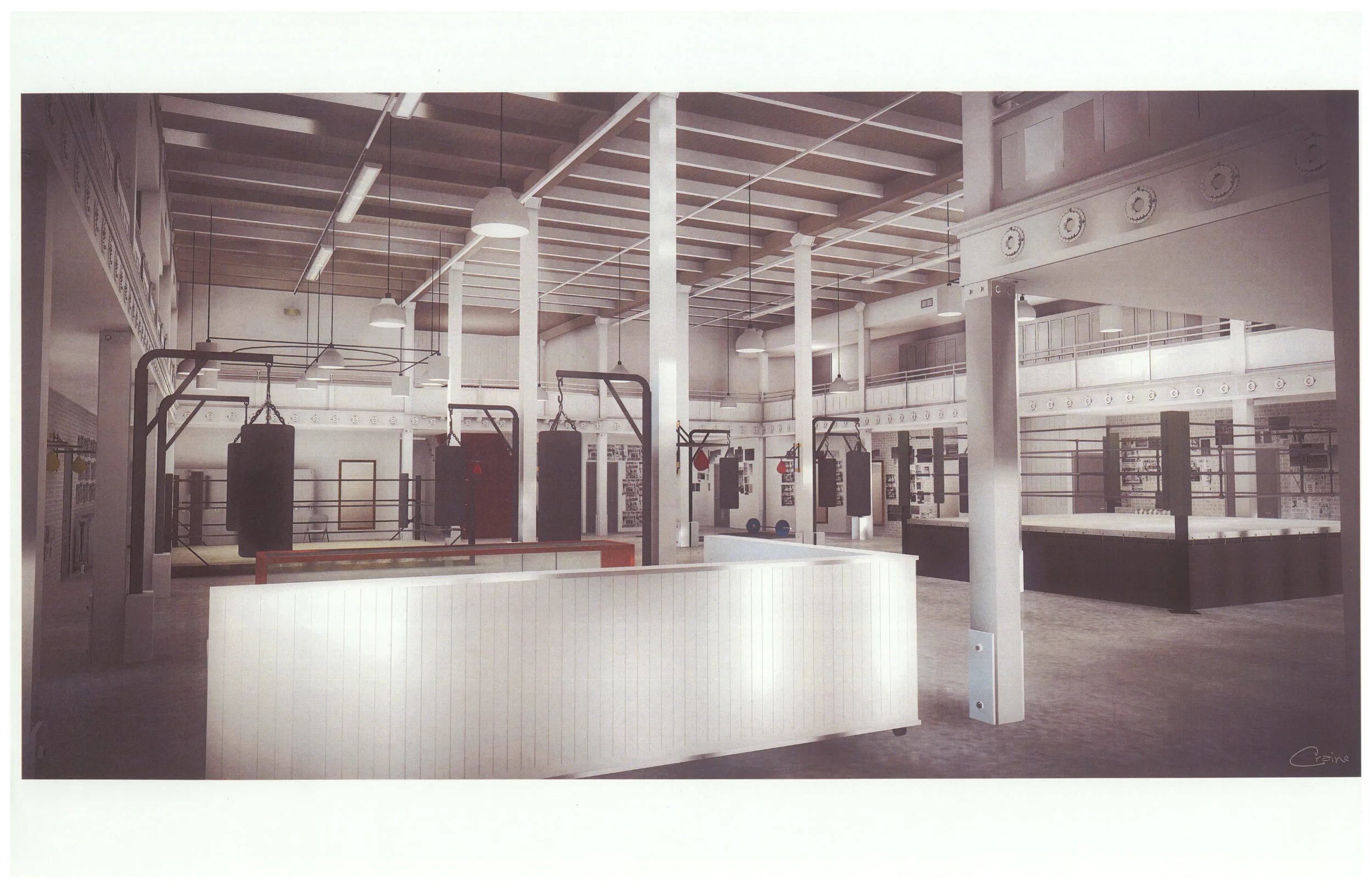 concept sketches for gym interior