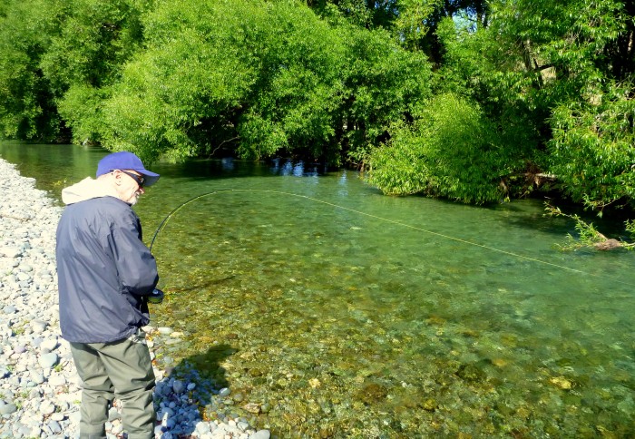 Chuck doing battle with another good Mataura brownie!