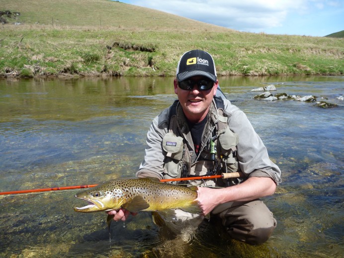 Carls stunning 4lb brown,taken on a hares ear nymph.