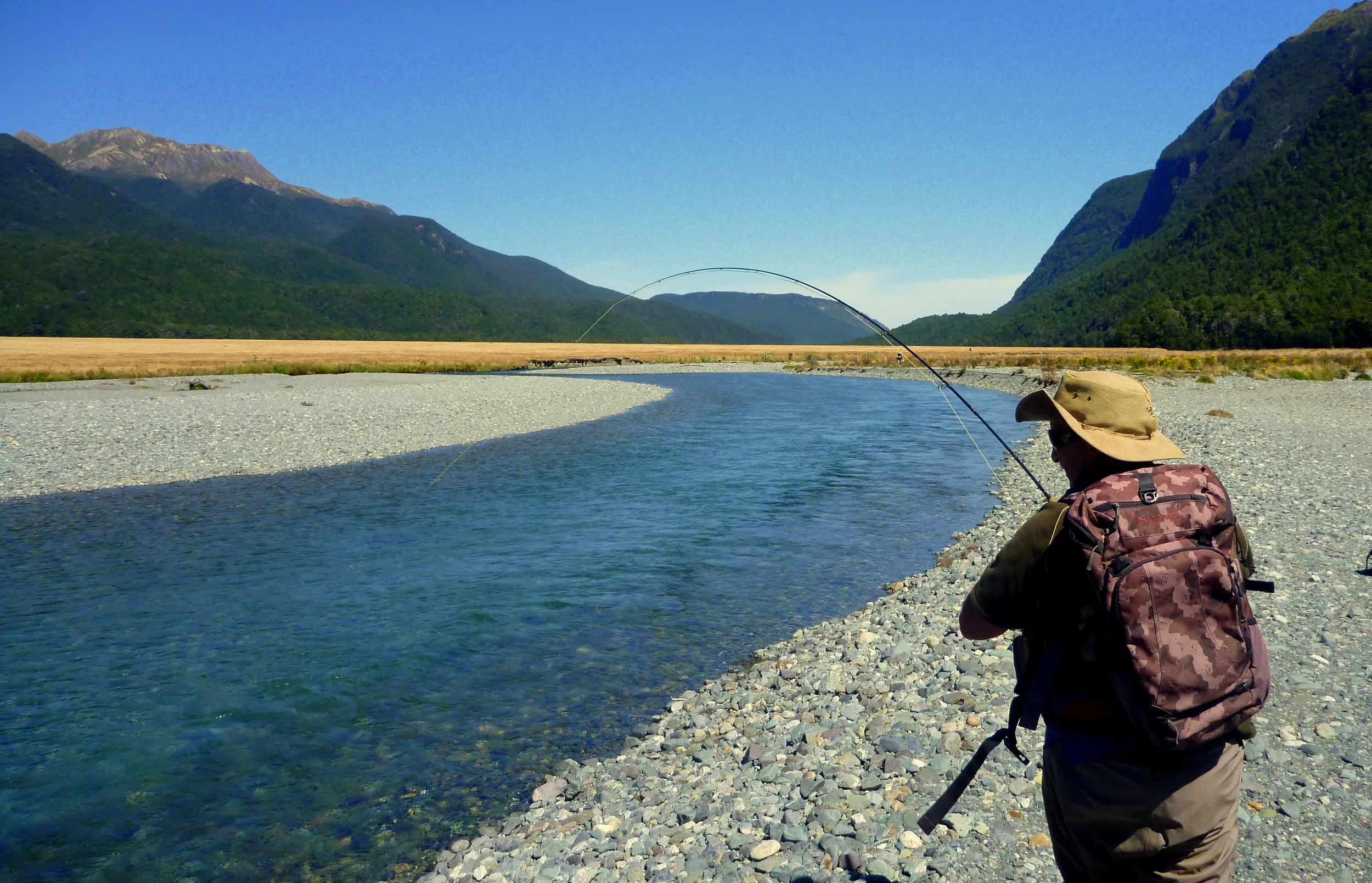 Robbies first time in New Zealand Trout Fishing