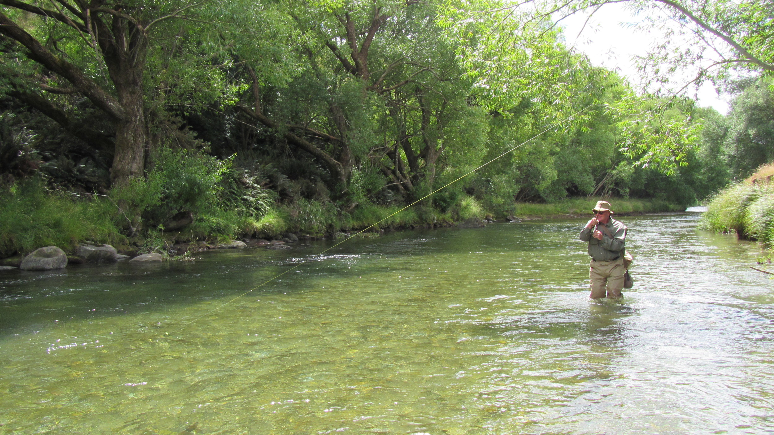 New Zealand trout fishing on the Mataura river.