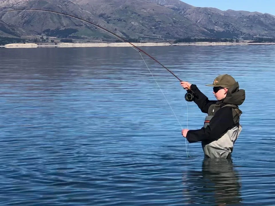 Louie hooked up on a fish that unfortunately set it self free with a couple of acrobatic leaps and a strong run for the weed bed !