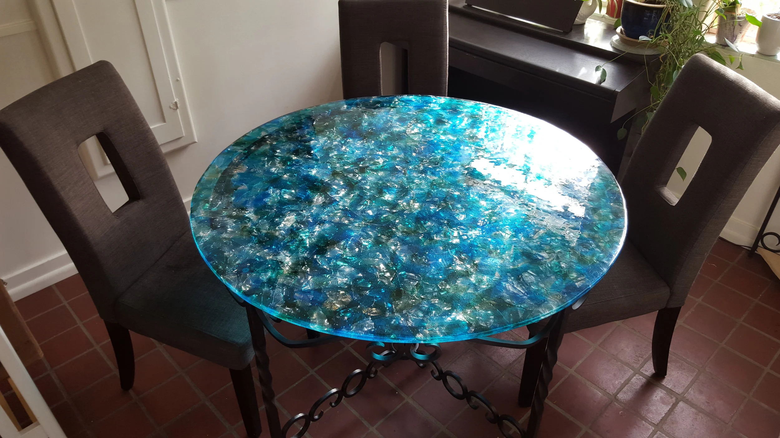 Dining Table (2016) - Fused Glass and Wrought Iron