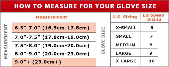 Copper Fit Gloves Size Chart