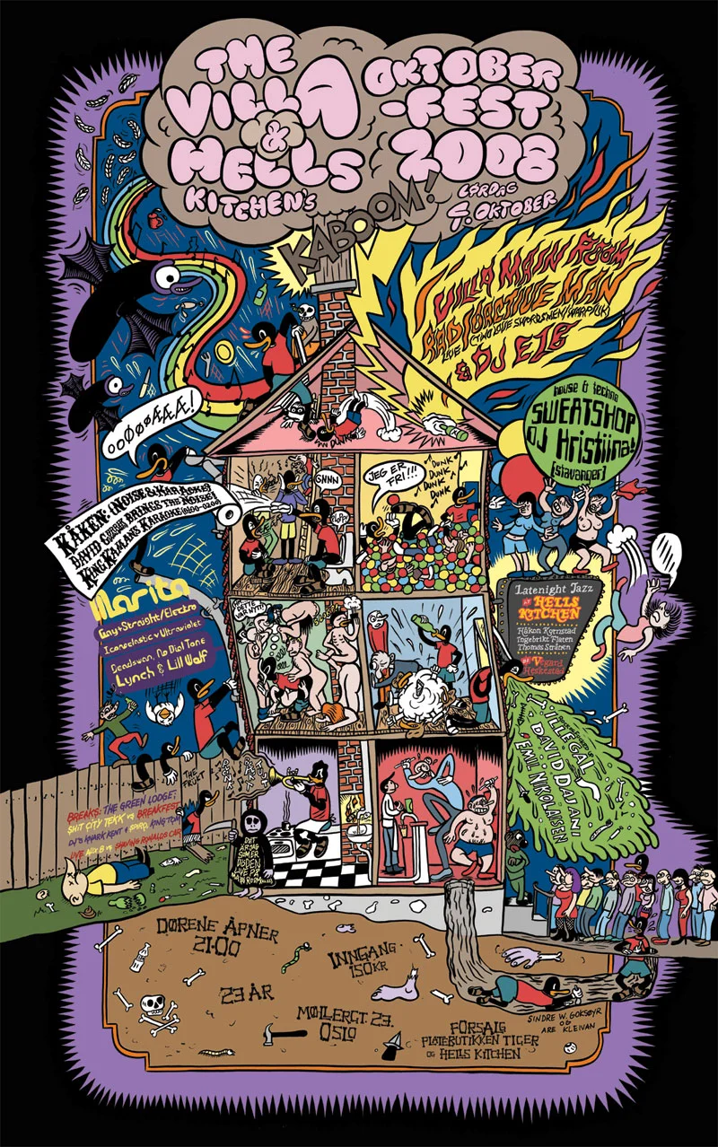 Poster for The Villa & Hells Kitchens October party 2008.