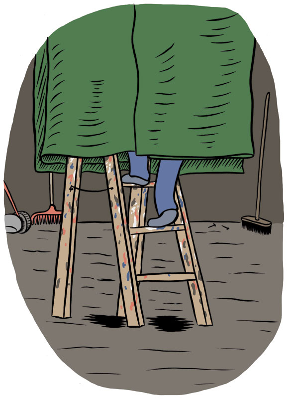 Illustration from the childrens book When Simon Was A Ghost (Da simen var spøkelse). Written by Kjersti Scheen.