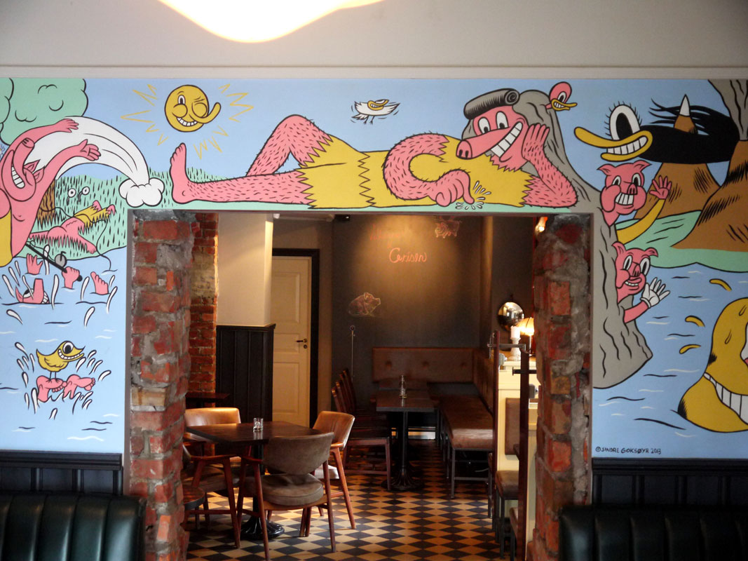 From mural at Grisen restaurant (The Pig).