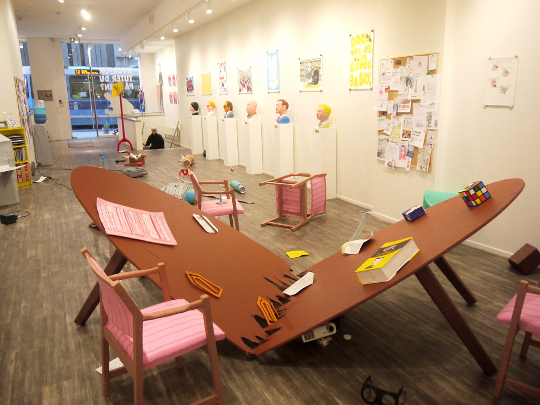 From Dongerys exhibition Why Do You Honk At Children (Hvoror tuter du på barn?), Galleri Norske Grafikere, Oslo 2014.