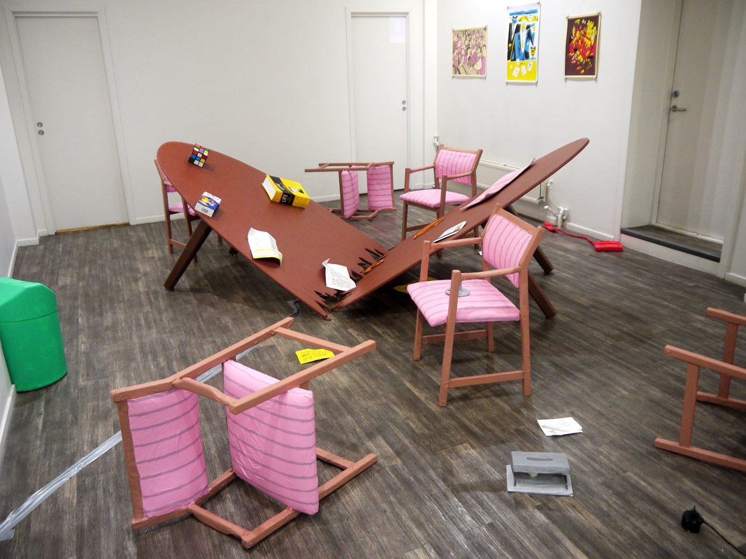 From Dongerys exhibition Why Do You Honk At Children (Hvoror tuter du på barn?), Galleri Norske Grafikere, Oslo 2014.