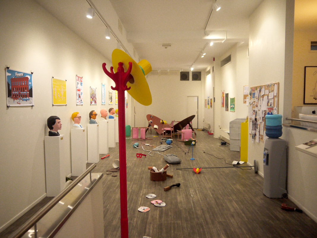 From Dongerys exhibition Why Do You Honk At Children (Hvoror tuter du på barn?), Galleri Norske Grafikere, Oslo 2014.