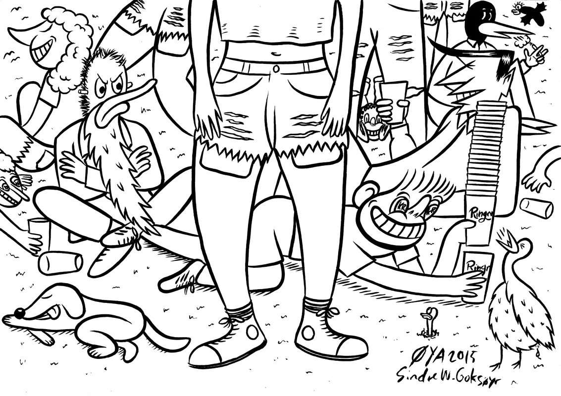 Illustration drawn for Aftenposten at Øyafestivalen 2015.