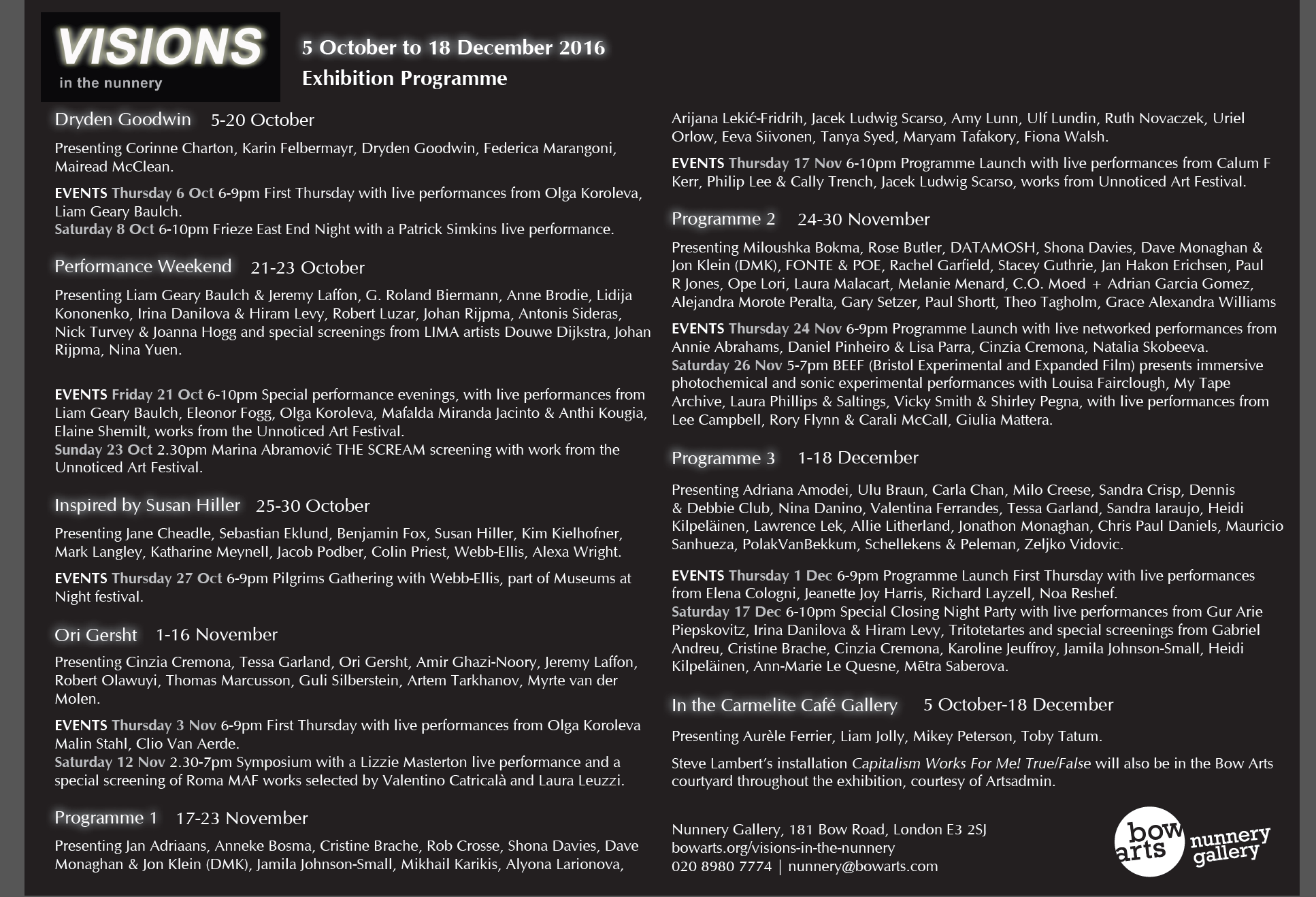 'the conversation ' is showing during the Performance weekend 21-23 Oct.