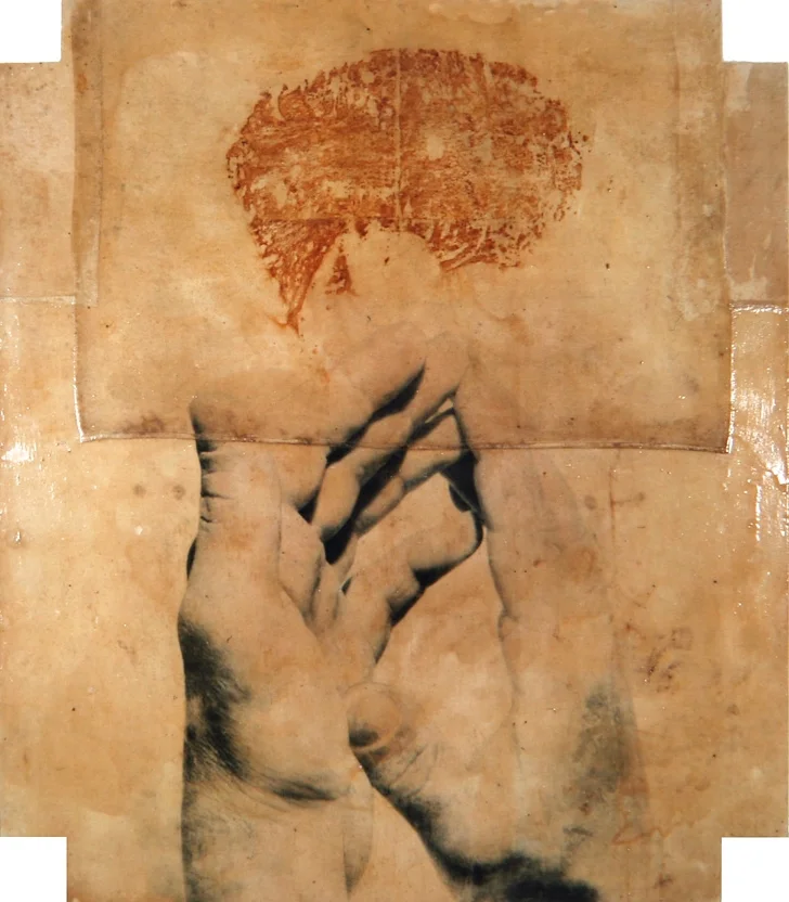 Senza titolo, 1993 Emulsione fotografica, gomma arabica e ruggine su tela incollata su legno cm. 210 x 180 x 15