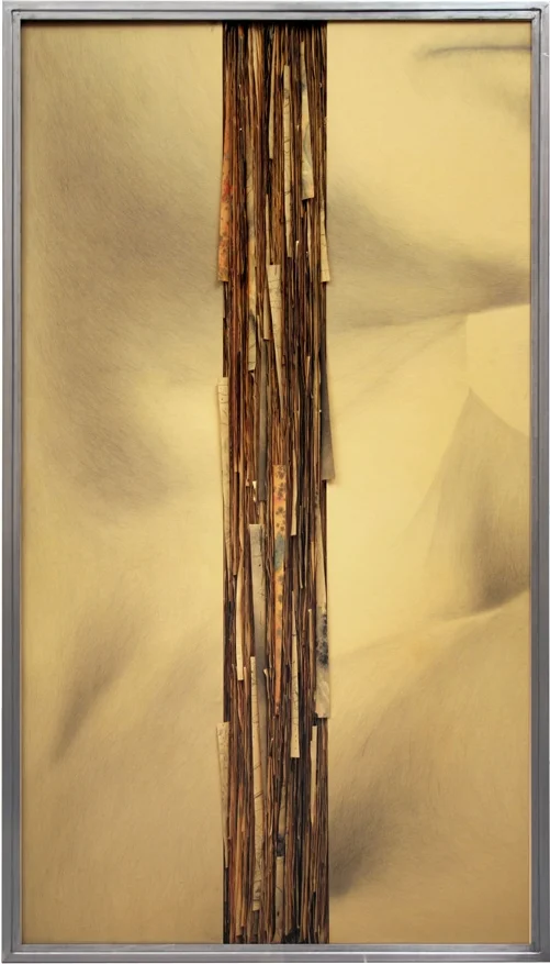 Senza titolo, 2008 Grafite e tecnica mista su carta incollata su legno, ferro, vetro cm 180x100