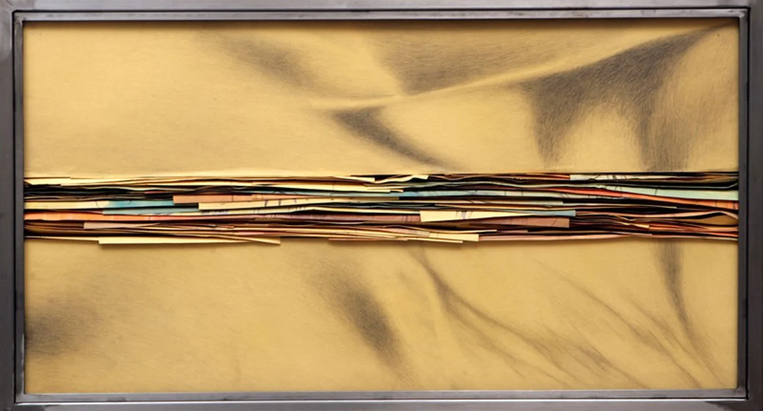 Senza titolo, 2008 Grafite e tecnica mista su carta incollata su legno, ferro, vetro cm 50 x 90 x 7