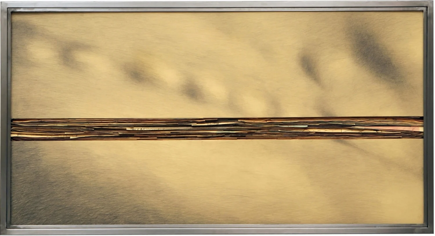 Senza titolo, 2008 Grafite e tecnica mista su carta incollata su legno, ferro, vetro cm 70 x 130 x 7