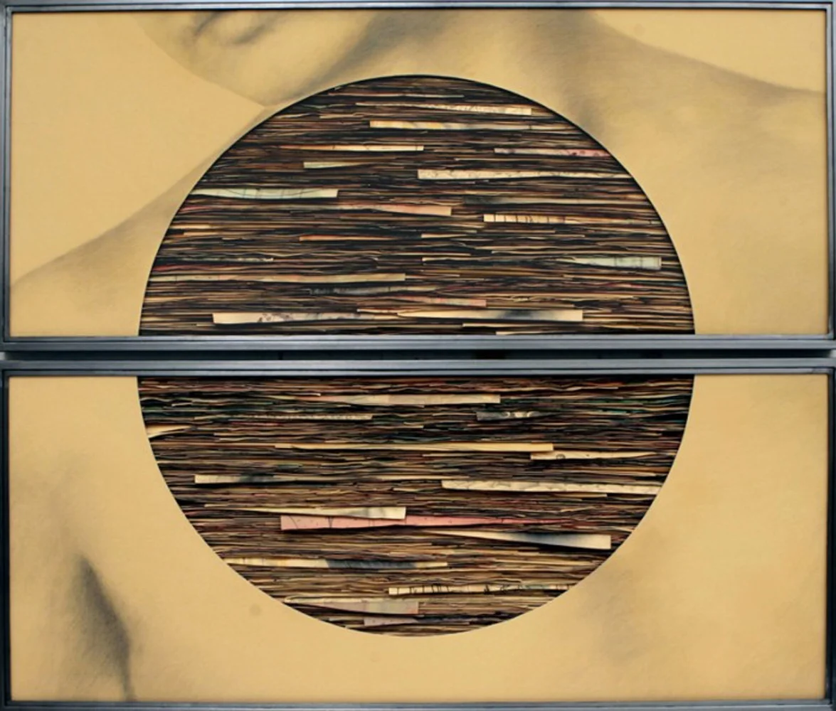 Senza titolo, 2008 Grafite e tecnica mista su carta incollata su legno, ferro, vetro cm 140 x 170 x 7