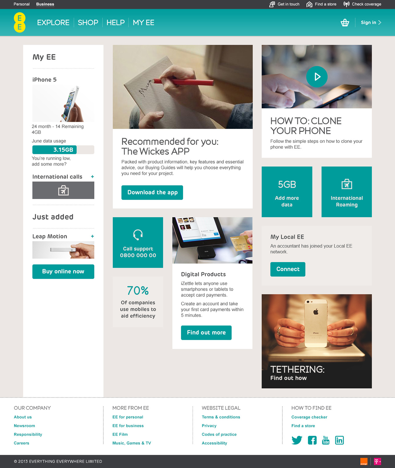 EE Small Business logged in user