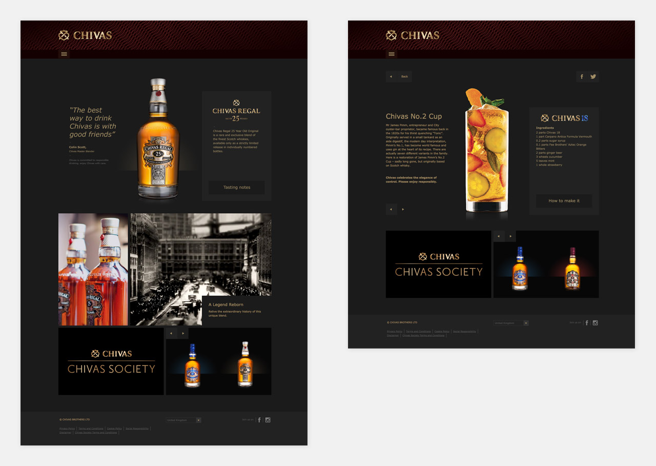 Chivas Regal 25 profile & Chivas 18 mixology page