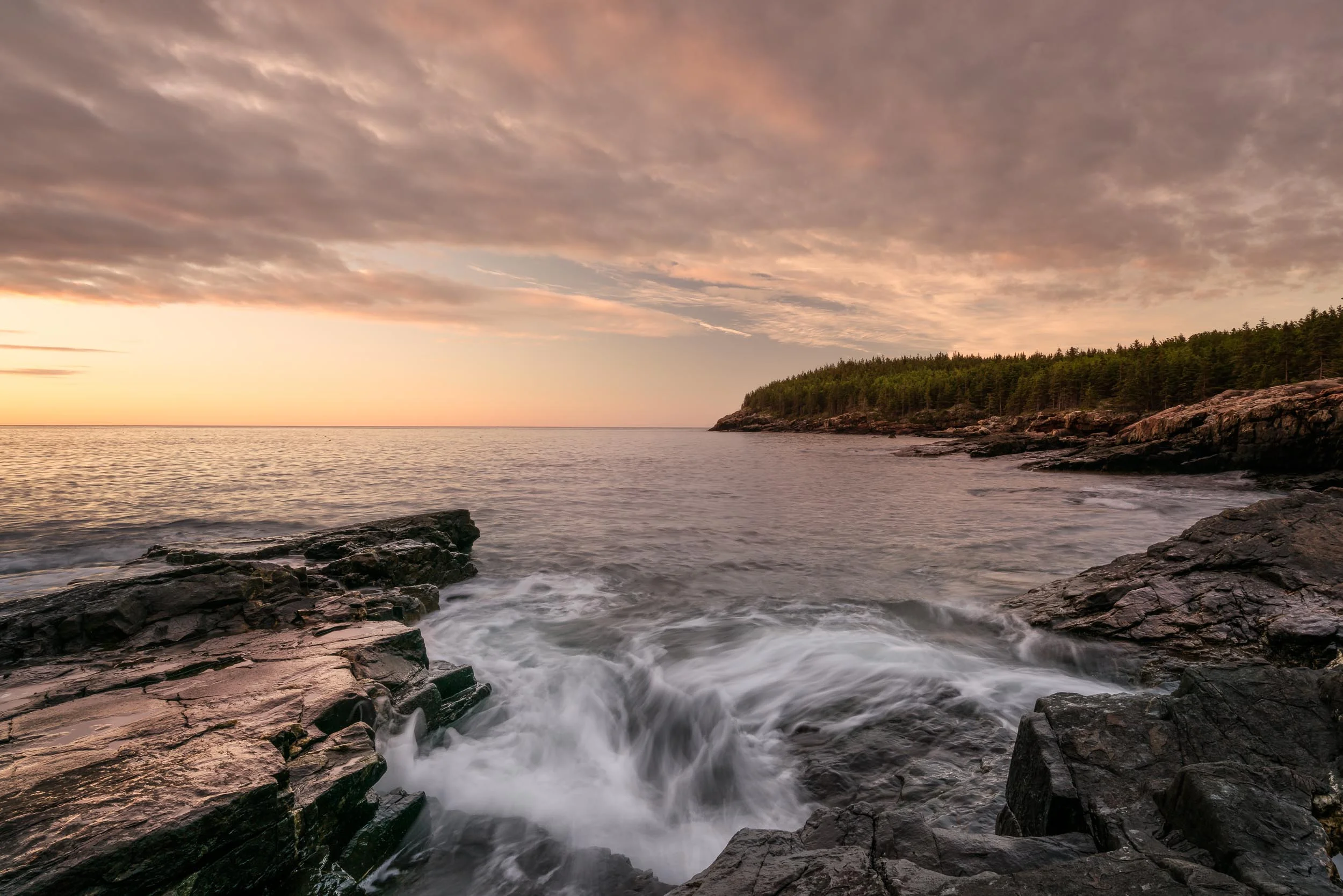 0.4 seconds for the water to climb the rocks in Acadia National Park.
