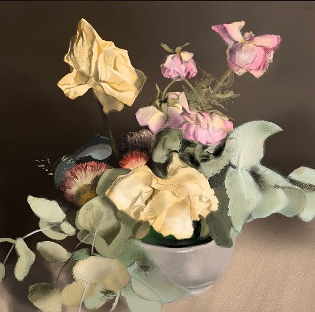 Keeping on with my digital painting learn journey. Dry wedding flowers. They look a lot different from when I first met them, but they are just as beautiful. They&rsquo;re a lot crispier too. 
#digitalart #digitalpainting #photoshop #art #artoftheday