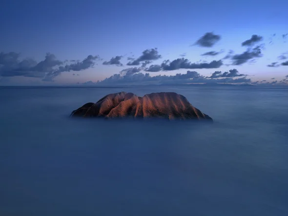 Capture: Anse Source d'Argent After Dusk, Camera: Linhof Techno, Lens: Schneider APO-Digitar 5.6/24mm, Phase One IQ140, Exposure: 30s, Aperture: f/11, ISO: 50, Filters: Lee Big Stopper