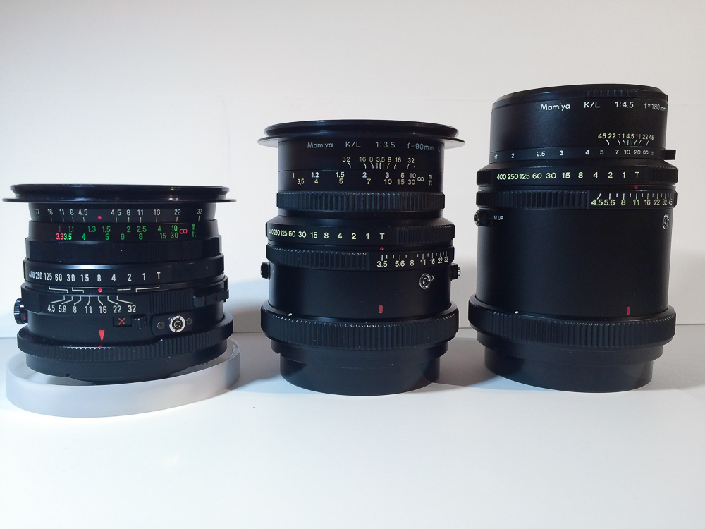 All my Mamiya RB 67 lenses ( Sekor C 50, Sekor K/L 90 and Sekor K/L 180)