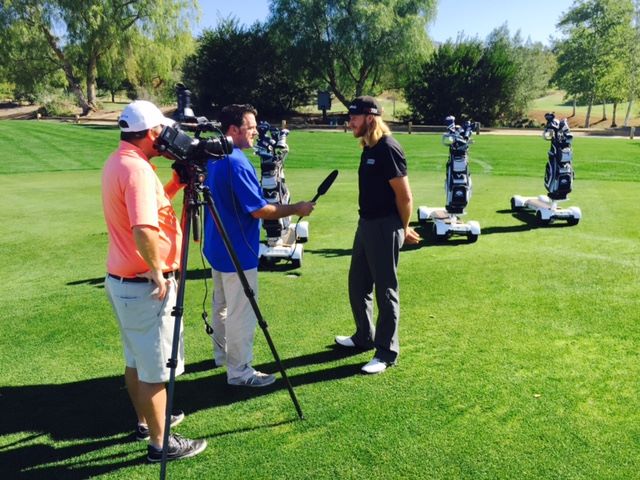 Brent Duclos, GolfBoard Sales Representative in San Diego, being interviewed by KUSI.