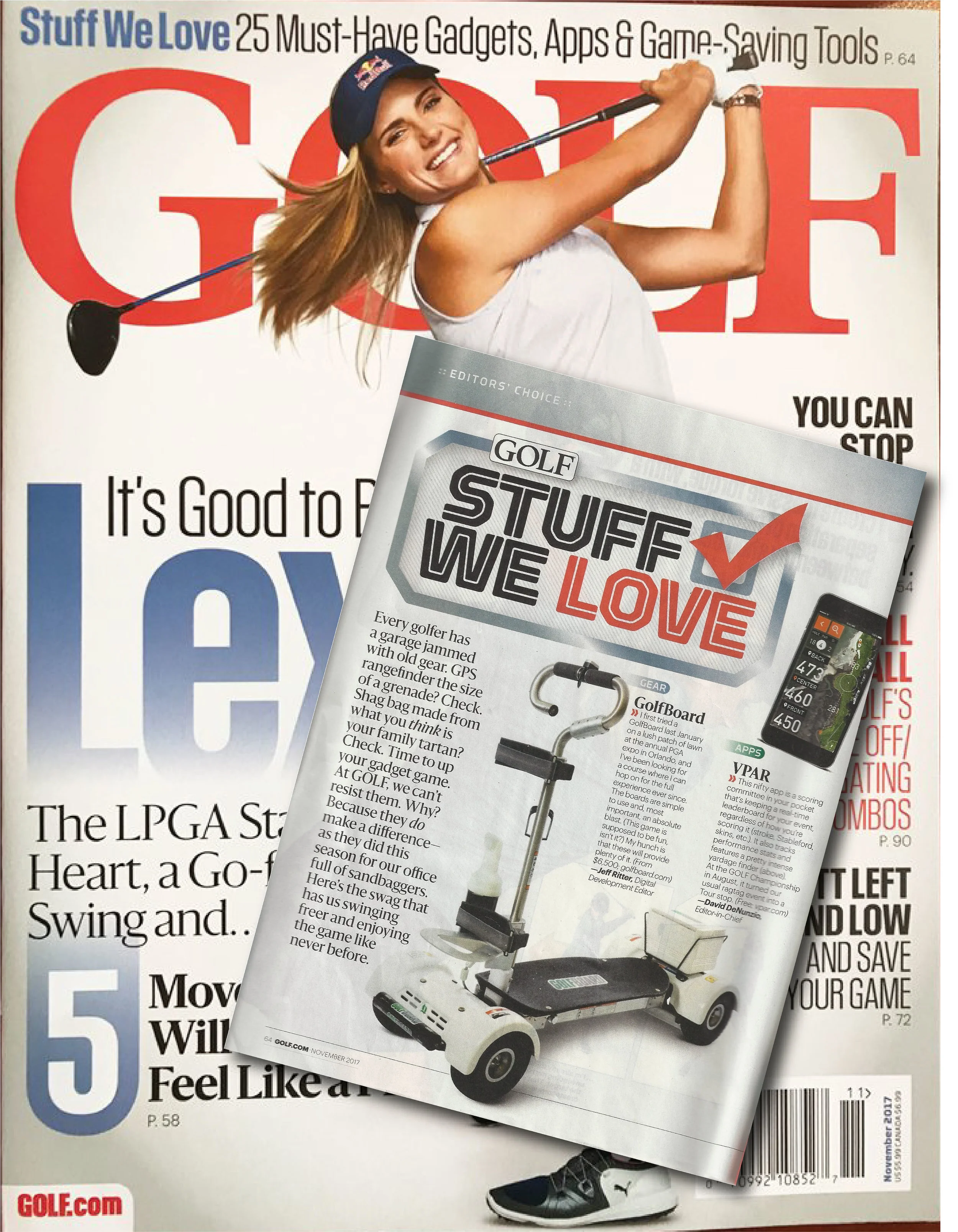 "I first tried a GolfBoard last January on a lush patch of lawn at the annual PGA expo in Orlando, and I've been looking for a course where I can hop on for the full experience ever since.' (Click HERE Jeff!) 'The boards are simple to use and, most important, an absolute blast. (This game is supposed to be fun, isn't it?) My hunch is that these will provide plenty of it...' –Jeff Ritter