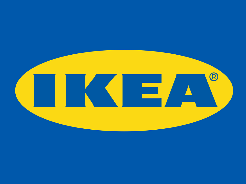 Das Bild zeigt das IKEA-Logo mit blauer Hintergrund und gelbem Ellipse, darin der Name 'IKEA' in blauer Schrift.