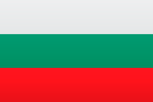 Flagge Bulgariens mit horizontalen Streifen in Weiß, Grün und Rot.