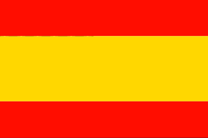 Die Flagge Spaniens mit roten und gelben horizontalen Streifen, der gelbe Streifen ist breiter.