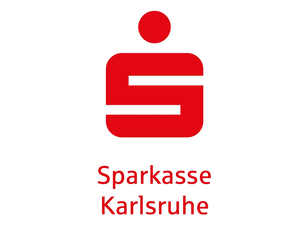 Logo der Sparkasse Karlsruhe mit rotem S und Text darunter.