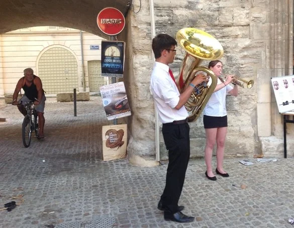Jazz-advertising a concert in Avignon whilst on tour.