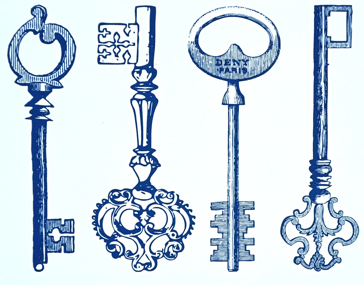 Vintage Key Decals for Ceramic, Glass and Enamel